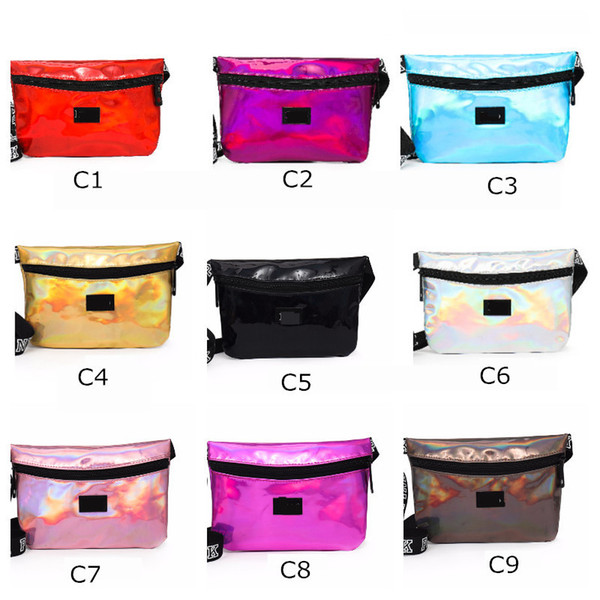 Laser Rose Pink Black Fanny Pack Clutch 9 Colors Waist Belt Bag Fashion Beach Purse Bags Waterproof Handbags Purses Mini Cosmetic Bag