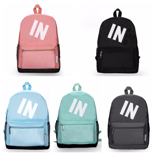 In Stock Pink Black Backpacks 5 colors Casual Knapsack Teenager Student Schoolbag Travel Bags Colors 16x11x5.5 Inch Fast Shipping