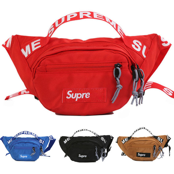 Supme Waist Bag 18ss Chest Pack fashion bags Single Shoulder Backpack Outdoor bags 4 Colors DHL Free Shipping