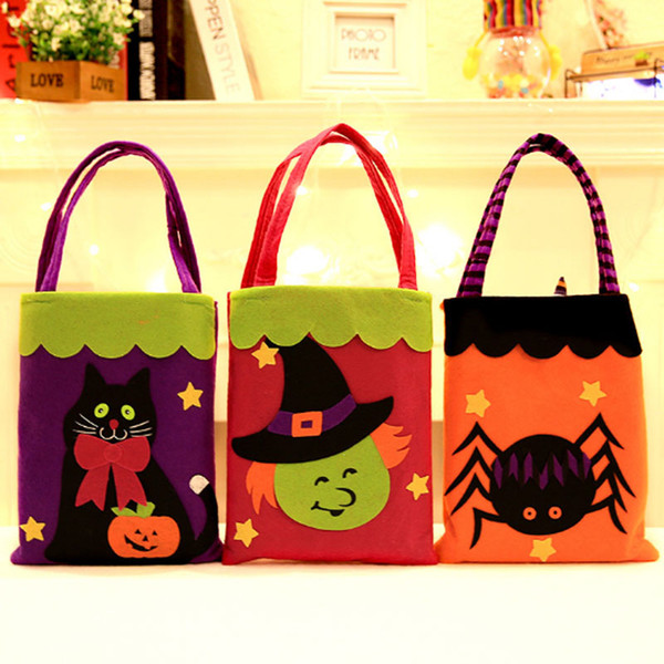 Halloween Pumpkin Tote Bags Candy Gift Bags Sacks Halloween Decoration Handle Bag Cookies Apple Sacks DHL Shipping