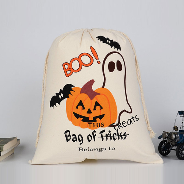 Halloween Pumpkin Bags Canvas Drawstring Sacks Hallowmas Candy Gift Bags Tricks Or Treat Printed Festival Party Favor Organizer 9 Designs