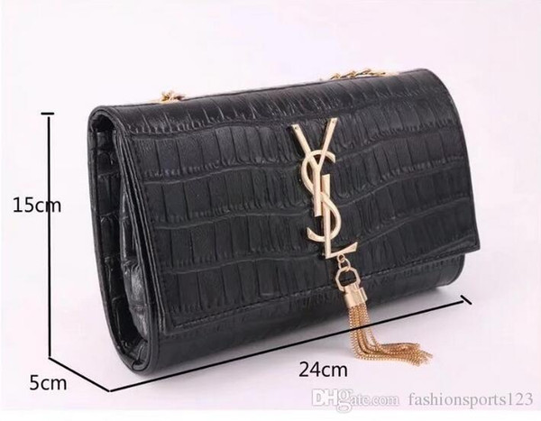 Women shoulder bags women chain bags crossbody bag fashion 27CM Black leather handbags female purse bag 2019