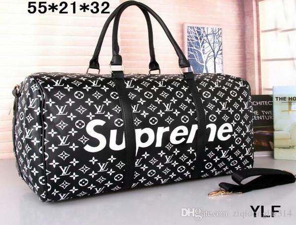 2019 men duffle bag women travel bags hand luggage luxury brands designer travel bag men pu leather handbags large cross body bag totes 55cm