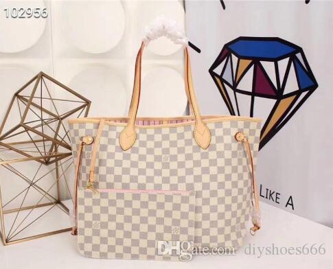 Hotsale more colors Leather Designer Lux Handbags Purses L Letter NEVERFULL Handbag White Printing Purse Womens Designer Bag