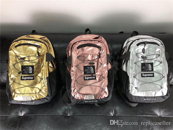 18ss Sup the north Metallic Borealis backpack school bag fashion Street duffle bags men women waterproof sport backpacks travel outdoor bags