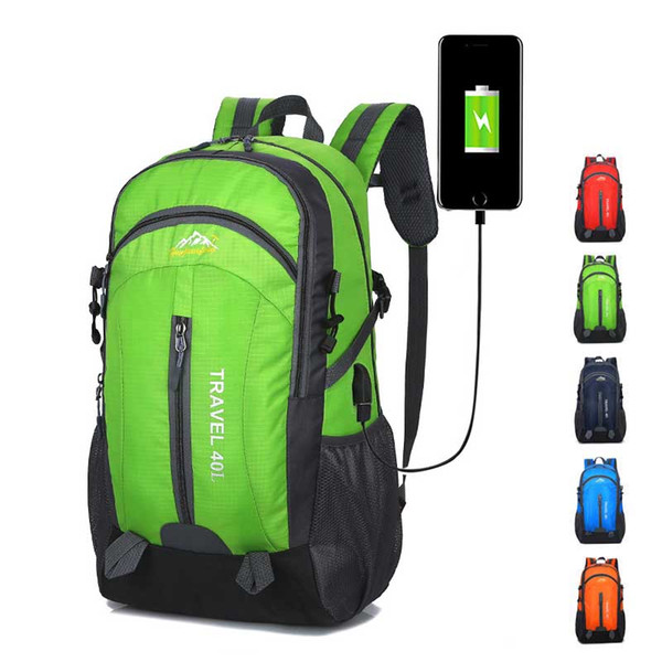 40L Waterproof Backpack Hiking Bag Cycling Climbing Backpack Travel Outdoor Bags Men Women USB Charge Anti Theft Sports Bag