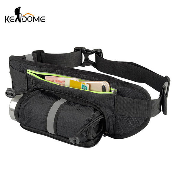 Outdoor Sports Waist Bag Walking Running Cycling Waist Belt Pack with Water Bottle Holder for Smartphone Key Money Nylon XA804WD