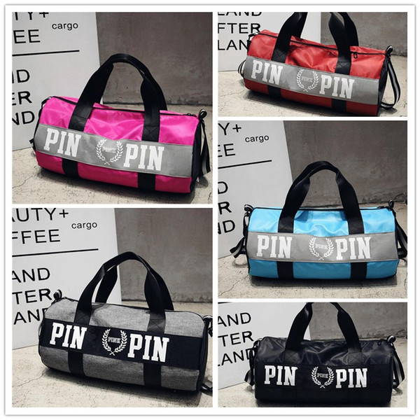 Women Handbags Pink Letter Large Capacity Travel Duffle Striped Waterproof Beach Bag Shoulder Bag 30pcs D0007