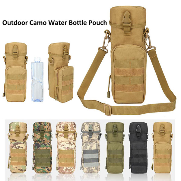 2017 Waterproof Camo Water Bottle Pouch Kettle Bag Military Webbing Belt Hang Saddlebag Pockets Tactical Sling Bag Water Bag for Camping Cyc