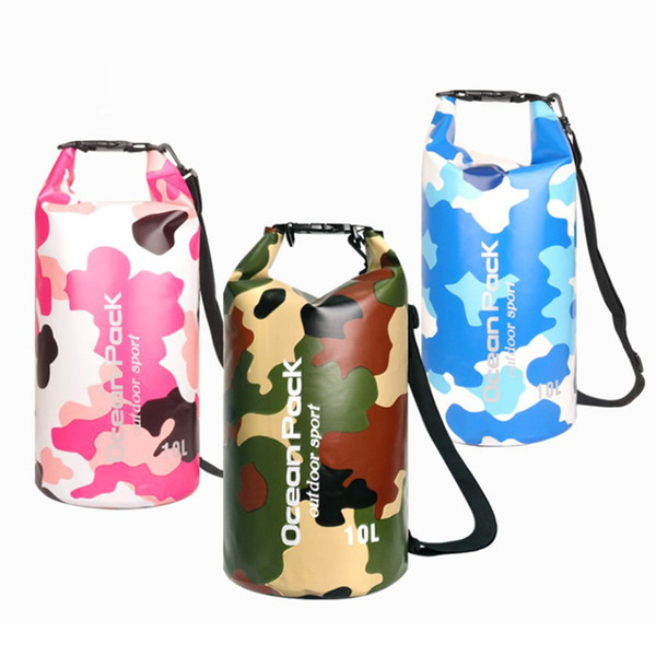 Fashion Camouflage PVC Waterproof Dry Bag travel bucket storage beach bag with Adjustable Shoulder Straps Folding Bag 2L-30L