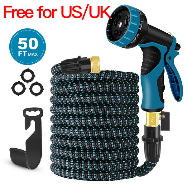 Expandable Garden Hose 50FT Flexible Water Hose 9 High Pressure Spray Nozzle Solid Brass Connector Fittings.Free for US/UK,pls contact us