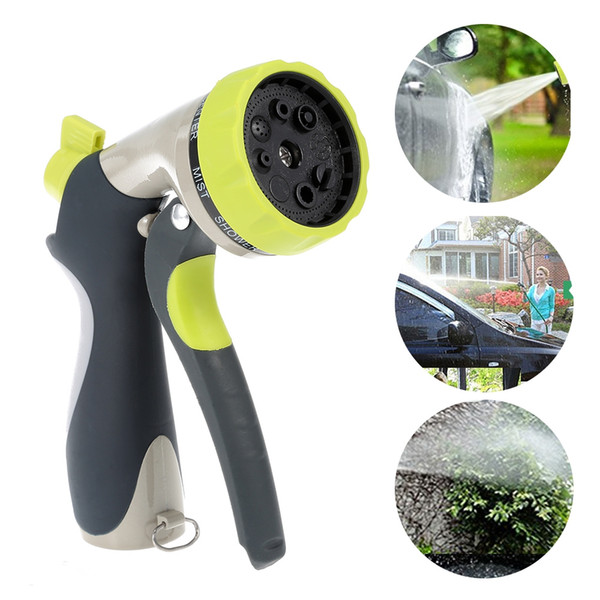 Garden Hose Nozzle High-Pressure Hand Sprayer 8 Spray Modes Adjustable Metal Wash Water Gun for Car Dog Gardening Flowers