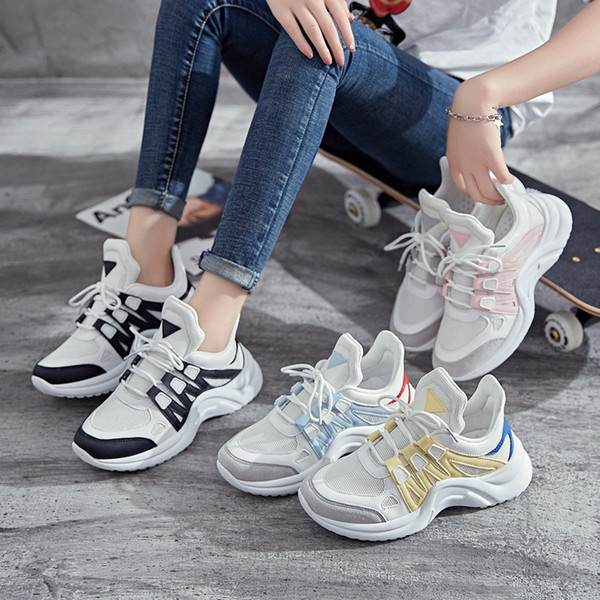 Sneakers Women 2019 Breathable Mesh Casual Shoes Female Fashion Sneaker Lace Up High Leisure Women Vulcanize Shoe Platform