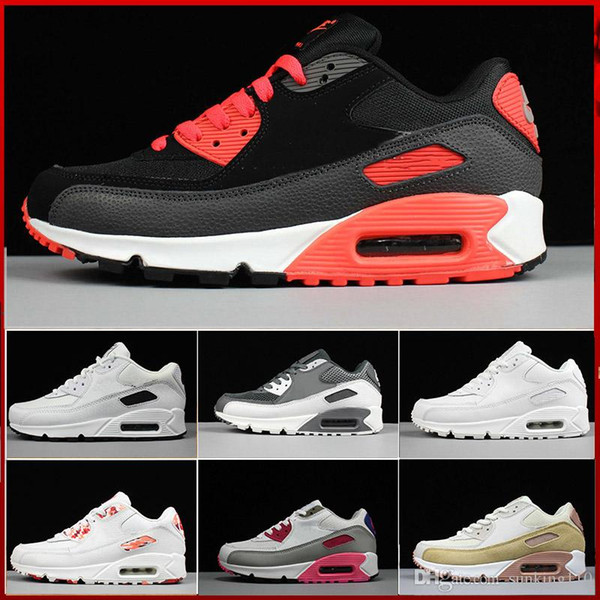 Sales 2019 New Air Cushion 90 Casual Running Shoes Men Women Cheap Black White Red 90 Sneakers Classic Air90 Trainer Outdoor Sports Shoes