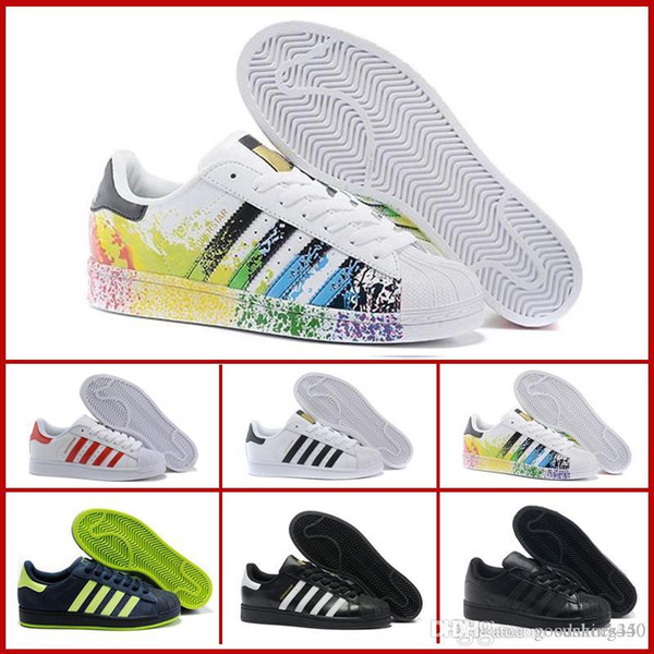 2019 Super Star White Hologram Iridescent Junior Superstars 80s Pride Womens Mens Trainers Superstar Casual Shoes Size 36-45