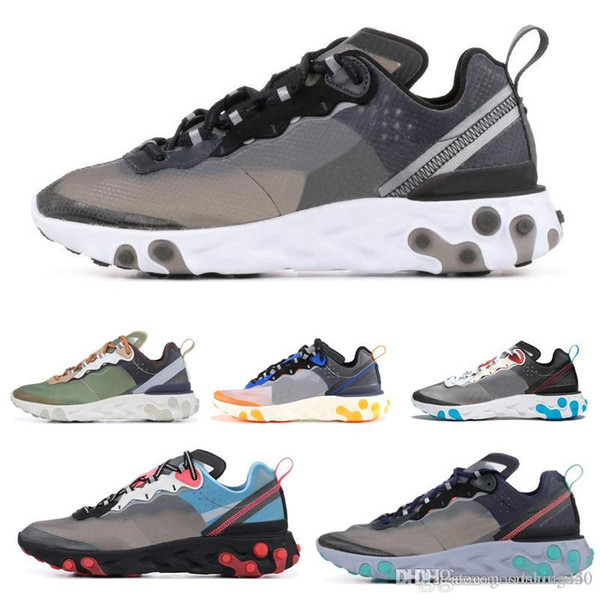 New React Element 87 Mens Womens High Quality Fashion Designer Sail Light Bone Signal Blue Green Mist Electric Yellow Casual Shoes