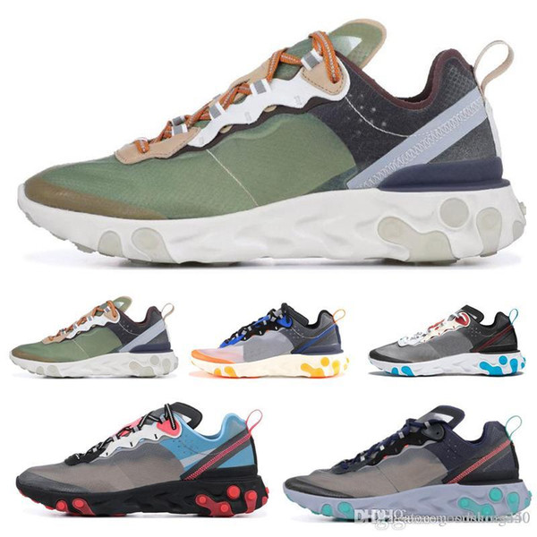 React Element 87 Undercover Men Running Shoes Sail Light Bone Blue Chill Solar Anthracite Black Women Designer Sports Sneakers