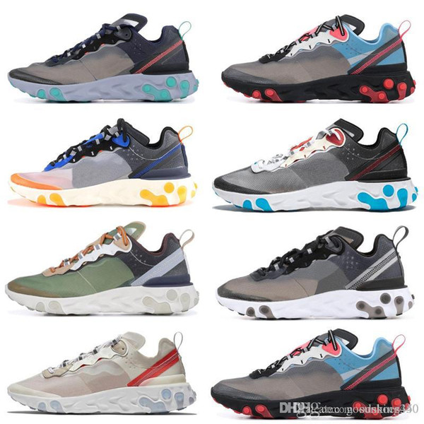 New React element 87Casual Shoes men women sail desert sand Signal Blue Green Mist Electric Yellow Volt University shoe