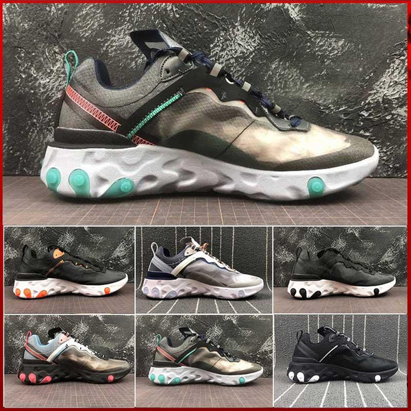 New Design 2019 Epic React Element 87 Running Shoes Hot Sell Mens Women White Black NEPTUNE GREEN Blue Trainer Breathable Sports Sneakers