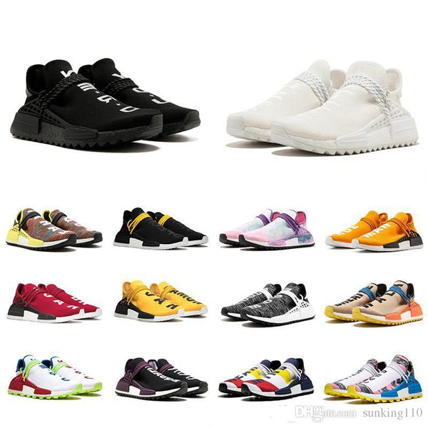 Cheap Orange Human Race trail Running Shoes Nerd black cream Men Women Pharrell Williams HU Runner Yellow White Red sports runner sneaker