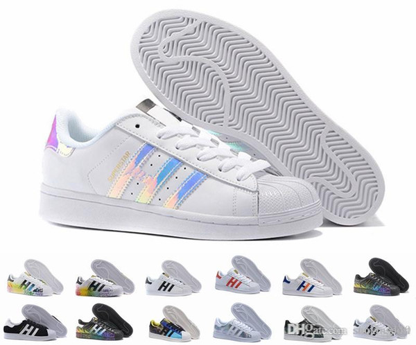 2019 Free Shipping Superstar White Black Pink Blue Gold Superstars 80s Pride Sneakers Super Star Women Men Sport Casual Shoes EU SZ 36-45