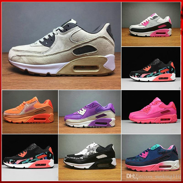 Hot selling classic 90 Men women Running Shoes Black Red White Sports Trainer Air Cushion Surface Breathable Sports Shoes 36-45