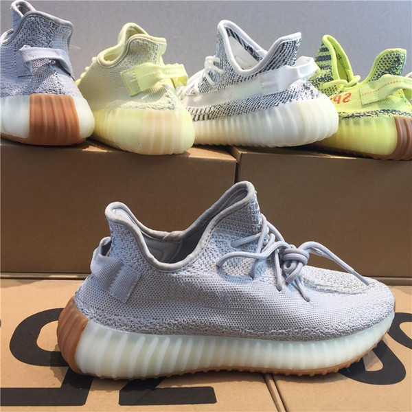 With Box True Form Hyperspace Clay Static Running Shoes Kanye West Cream White Black White Bred Men Women Fashion Sport Sneakers Size36-46