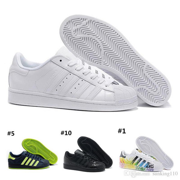 2019 Free Shipping Superstar White Black Pink Blue Gold Superstars 80s Pride Sneakers Super Star Women Men Sport Casual Shoes EU SZ36-45