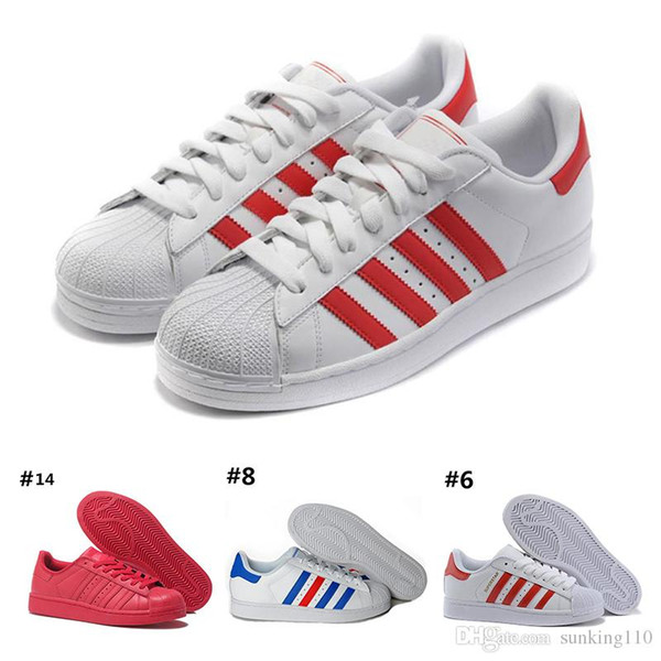 Free Shipping Superstar White Black Pink Blue Gold Superstars 80s Pride Sneakers Super Star Women Men Sport Casual Shoes EU SZ36-45