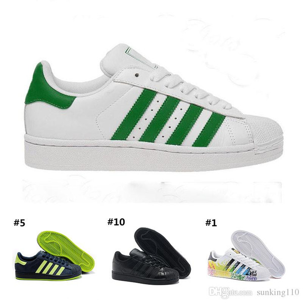 2019 Free Shipping Superstar White Black Pink Blue Gold Superstars 80s Pride Sneakers Super Star Women Men Sport Casual Shoes EU SZ 5.5-11