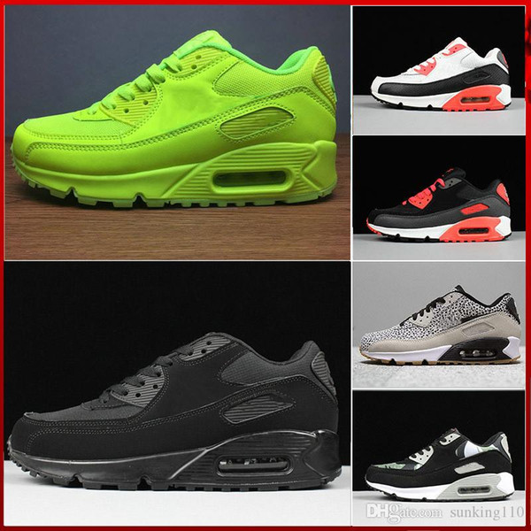 2019 New Air Cushion 90 Casual Running Shoes Men Women Cheap Black White Red 90 Sneakers Classic Air90 Trainer Outdoor Sports Shoes