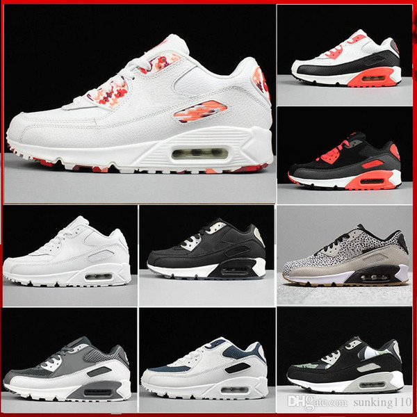 2019 Men Sneakers Shoes Classic 90 Men and woman Shoes Sports Trainer Air Cushion Surface Breathable Sports Shoes 36-45