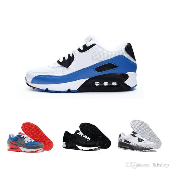 Hot Sale 90 Running Shoes For Women Men High Quality Sport Shoes Black White 90 Trainers Air Cushion Sneakers Eur 36-46