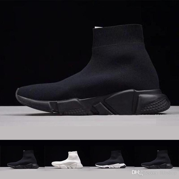 With Box 2018 New Paris Speed Trainers Knit Sock Shoe Original Luxury Designer Mens Womens Sneakers Cheap High Top Quality Casual Shoes 46