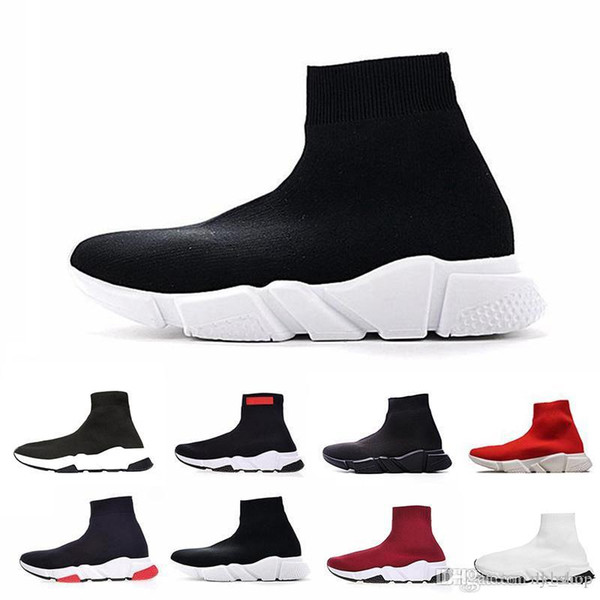 2019 New Designer fashion Luxury boot for women & men Speed Trainer Red Triple Black Flat casual shoes Sock Boot mens Sneaker shoe free ship