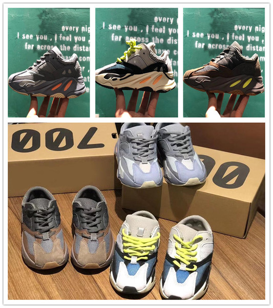 Kids Shoes Wave Runner 700 Mauve Inertia Kanye West Running Shoes Boys Girls Trainer 700 Solid Grey Chalk White-Core Black Children Sneakers