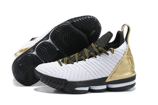 2019 New Lebron 16 Gold Black White Men Outdoor Sports Shoes Good Quality James 16 WTT Mens Designer Sports Trainers With box