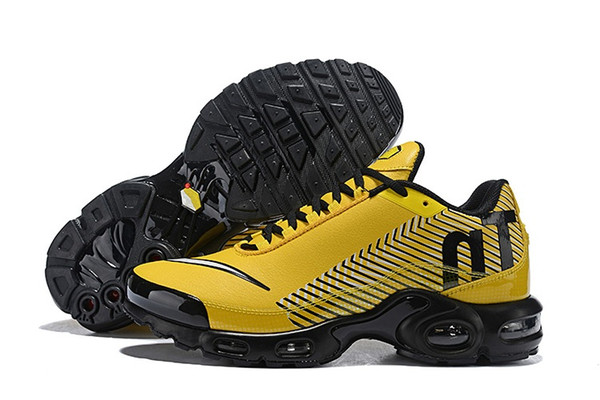 2018 Newest Mercurial Plus Tn Ultra SE Men Running Shoes Brand Designer Black Yellow Trainers Chaussures