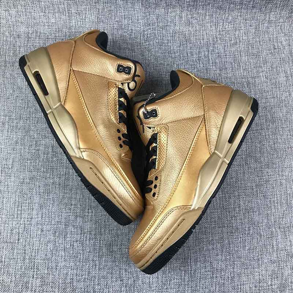 Limited 3 Drake OVO x 3 6ix All Gold Men Basketball Shoes Athletic Sneakers Fashion Gold Leather Mens Designer Outdoor Trainer