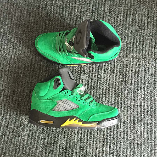 Limited 5 Oregon Ducks basketball shoes for men Apple Green Yellow Strike-Black high quality 5s PE mens sports trainer sneakers 454803-535