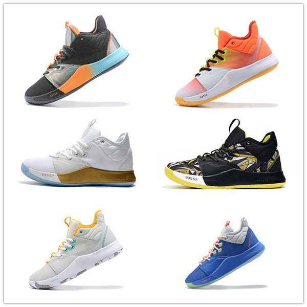 Paul George 3 NASA Apollo Mission Mamba Mentality Men Sports Sneakers PG 3 Multi-Color Opti Yellow Gold White Men Basketball Shoes