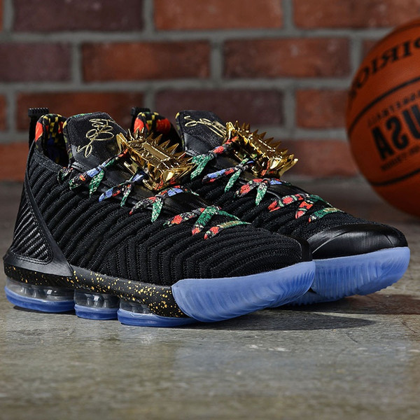 2019 New Lebron16 Watch The Throne Black Metallic Gold-Rose Frost Men Outdoor Sports Shoes CI1518-001 WTT Mens Designer Trainers With box