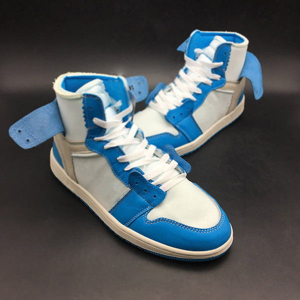 New White x 1 Dark Powder Blue White Cone Men Basketball shoes 1s UNC AQ0818-148 mens Designer Athletic Sports Sneakers