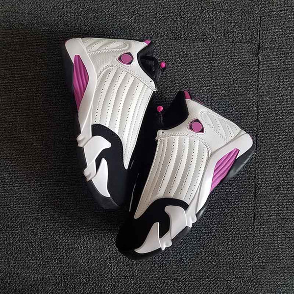 14 GS Fuchsia Blast release in girls sizing 654969-119 womens basketball shoes White Fuchsia Blast-Black designer sheakers