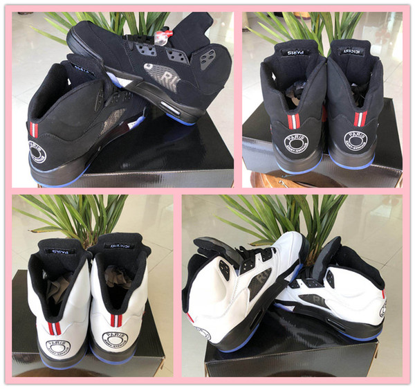 2018 New Release 5 BCFC Paris Saint-Germain Black White-Challenge Red 75 PSG Basketball Shoes Men Designer Sports Sneakers AV9175-001