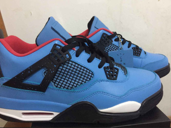 New Arrival Cheap Travis x 4 Houston Men Designer Basketball Shoes 4s University Blue Varsity Red Black Mens Sports Sneakers