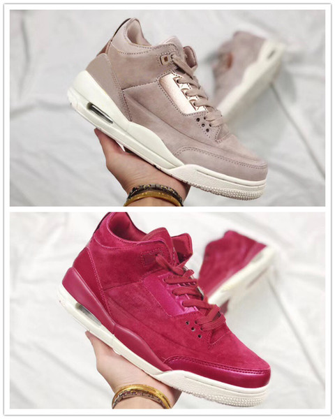 2018 New Releasing 3 WMNS Bordeaux Rose Gold Women Basketball Shoes 3s Particle Beige Sail Metallic Red Bronze Designer Sports shoes