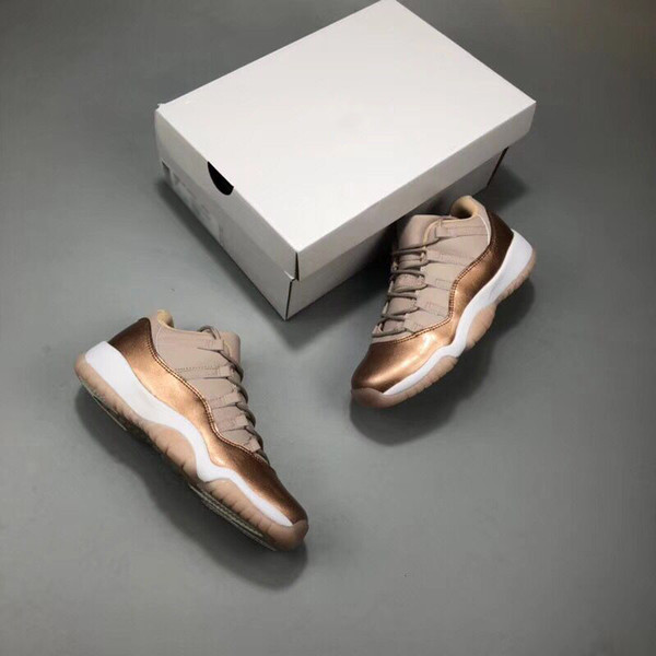 2018 NEW Women Basketball Shoes 11 Low Rose Gold fashion Sail/Metallic Red Bronze-Gum Brown 11s WMNS Womens Designer Sports Sneakers