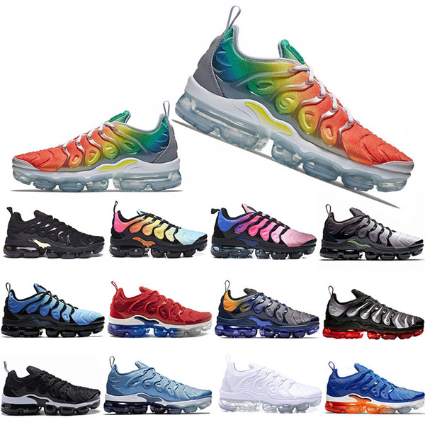 Cheaper New TN Plus Running Shoes Men Women Game Royal Rainbow bleached aqua TRIPLE WHITE BLACK Fades Blue VOLT Trainer Designer Sneakers