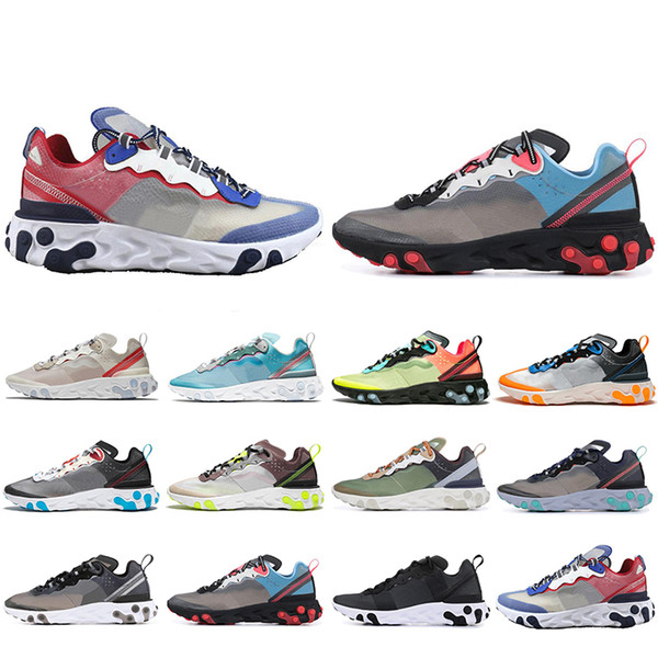 Wholesale New React Element 87 running shoes for men women Sail Royal Tint Anthracite VOLT RACER PINK Mens Trainer sports sneakers 36-45